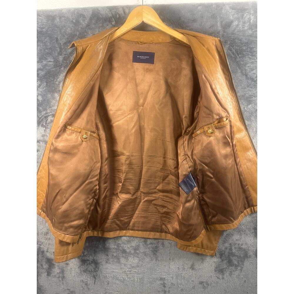 Designer x Burberry London x VTG Y2K Tan Leather Bomber Jacket Men’s EU 52/US L - Picture 3 of 16